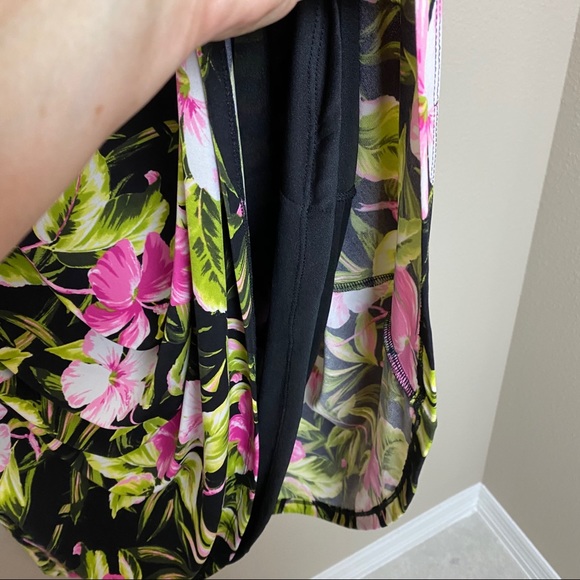 Kasper | Black Pink Green Hibiscus Dress - Picture 7 of 10